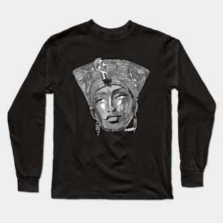 Nefertiti Black and White Portrait Long Sleeve T-Shirt